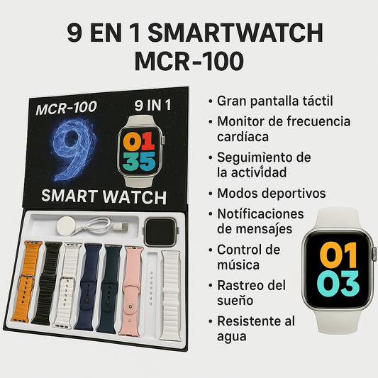 ⚡️RELOJ INTELIGENTE 9 EN 1 + 8 CORREAS🎁